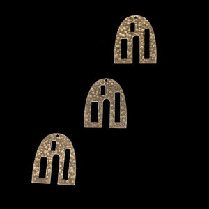 Brass Single Hole Door-shaped Pendant Charm Necklace Earring Jewelry