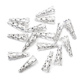 100pcs Silver Hollow Flower End Caps 22x9mm