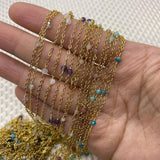 Amethyst Charm Copper Chain Necklace Bracelet DIY Jewelry