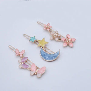 10 PCS Enamel Flower Butterfly Star Moon Hair Clips