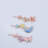 10 PCS Enamel Flower Butterfly Star Moon Hair Clips