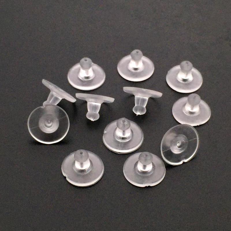 100pcs Plastic Clear Earring Back Ear Studs Plug Stoppers Jewelry Findings