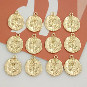 10pcs Flower Round Pendant Charms for Jewelry Making