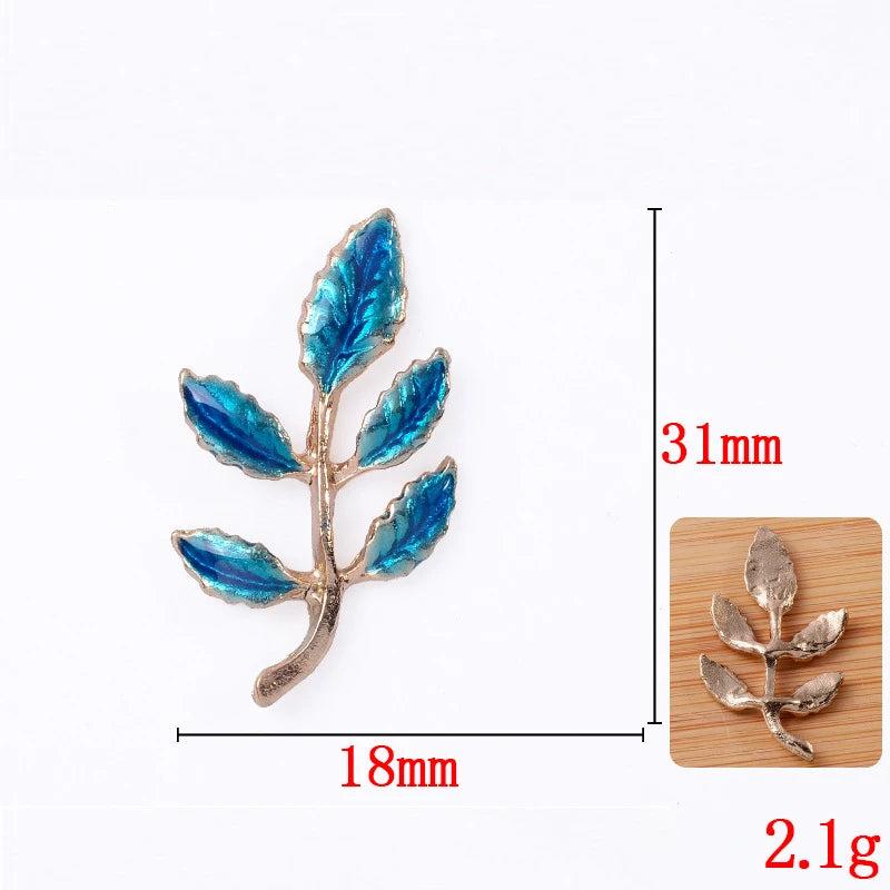 10 Metal Alloy Enamel Leaf Charms Pendant DIY Jewelry Accessories