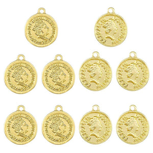 10Pcs Vintage Portrait Coin Charms Pendants Mix Round Jewelry Making Accessories