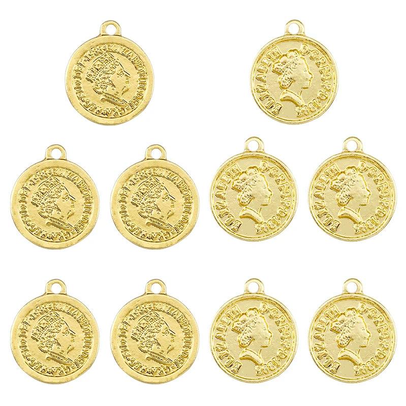 10Pcs Vintage Portrait Coin Charms Pendants Mix Round Jewelry Making Accessories