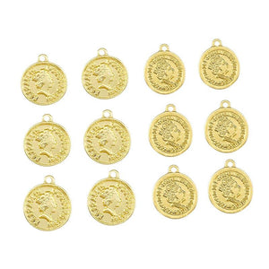 10Pcs Vintage Portrait Coin Charms Pendants Mix Round Jewelry Making Accessories