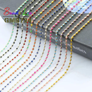 1m Oil Wire Wrapped Rosary Chain Round Stone Beads for DIY Jewelry