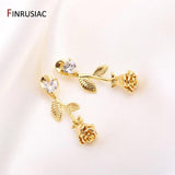 14K Plated Rose Charms 30.5x11mm Flower Pendants DIY Earring Making Supplies