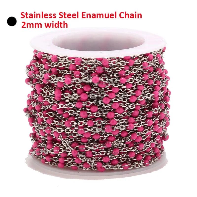 2mm Stainless Steel Enamel Link Chains for Jewelry Making