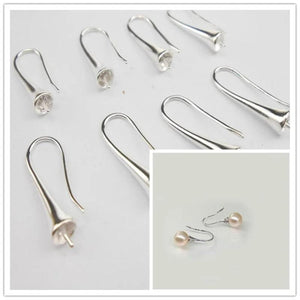 DIY 925 Silver Hook Earrings Smooth Trumpet Shape Bead Earring Accessories