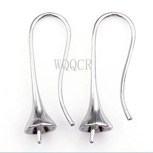 DIY 925 Silver Hook Earrings Smooth Trumpet Shape Bead Earring Accessories