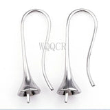 DIY 925 Silver Hook Earrings Smooth Trumpet Shape Bead Earring Accessories
