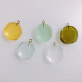 4pc Oval Resin Transparent Earring Pendant Set Green Yellow Cap Accessories