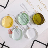 4pc Oval Resin Transparent Earring Pendant Set Green Yellow Cap Accessories