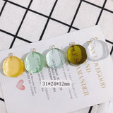 4pc Oval Resin Transparent Earring Pendant Set Green Yellow Cap Accessories
