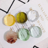 4pc Oval Resin Transparent Earring Pendant Set Green Yellow Cap Accessories