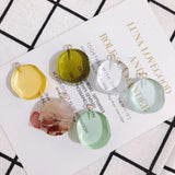 4pc Oval Resin Transparent Earring Pendant Set Green Yellow Cap Accessories