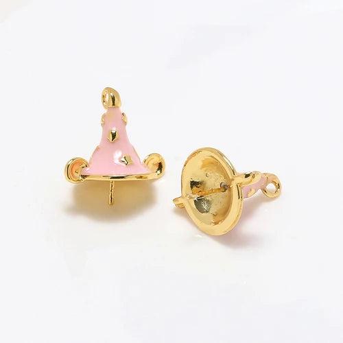 Copper Plated Witch Star Hat DIY Jewelry Baroque Pearl Pin
