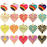 Rainbow Heart Enamel Charm Neon Pink Orange Turquoise Pendant
