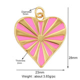 Rainbow Heart Enamel Charm Neon Pink Orange Turquoise Pendant