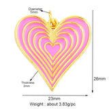 Rainbow Heart Enamel Charm Neon Pink Orange Turquoise Pendant
