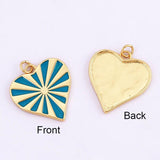 Rainbow Heart Enamel Charm Neon Pink Orange Turquoise Pendant