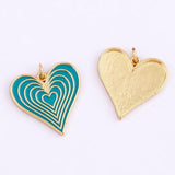 Rainbow Heart Enamel Charm Neon Pink Orange Turquoise Pendant