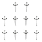 10Pcs Sword Charms Antique Silver Cross Pendant for DIY Jewelry Making