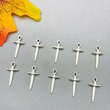 10Pcs Sword Charms Antique Silver Cross Pendant for DIY Jewelry Making