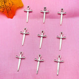 10Pcs Sword Charms Antique Silver Cross Pendant for DIY Jewelry Making