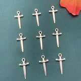 10Pcs Sword Charms Antique Silver Cross Pendant for DIY Jewelry Making