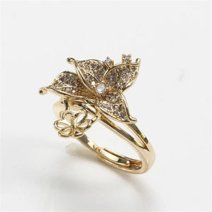 Copper Plated K Process Flower Zircon Pearl Ring DIY Accessory