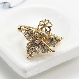 Copper Plated K Process Flower Zircon Pearl Ring DIY Accessory