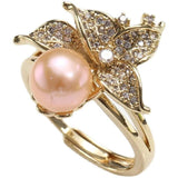 Copper Plated K Process Flower Zircon Pearl Ring DIY Accessory