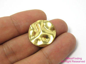 30pcs Brass Round Charm 20mm Hammered Disc Wavy Findings Jewelry Making R087