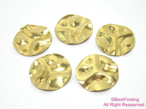 30pcs Brass Round Charm 20mm Hammered Disc Wavy Findings Jewelry Making R087