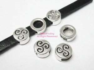 5x2mm Round Spiral Sliders Flat Leather Findings