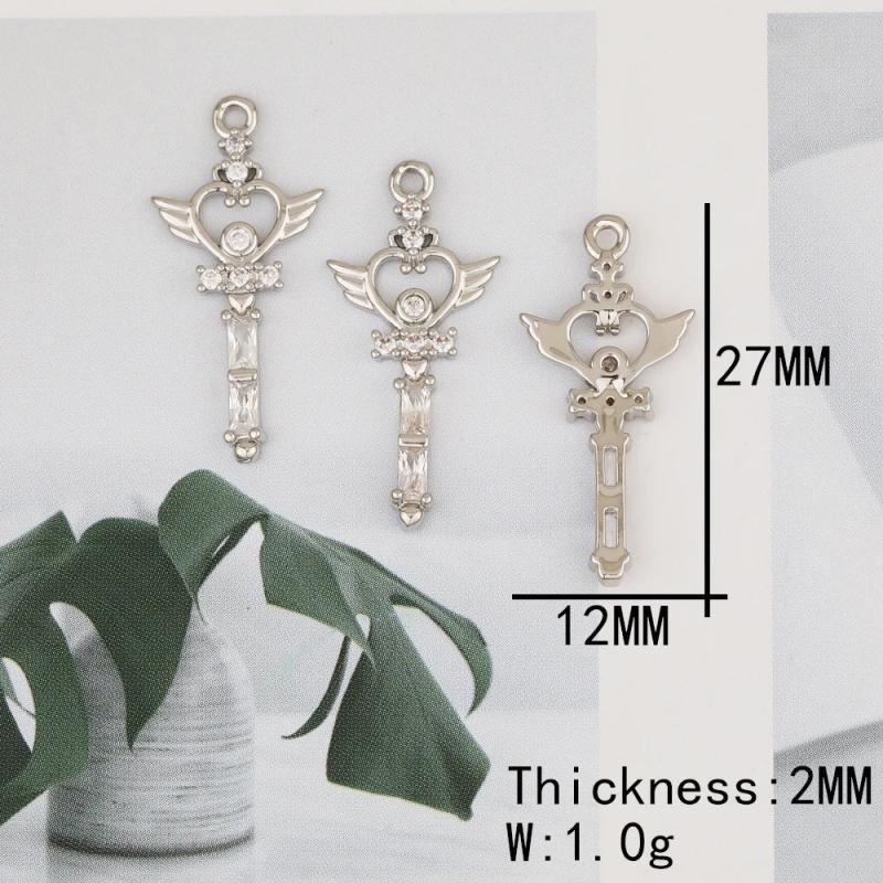 6Pcs CZ Charms/Rhodium Pendants/Jewelry Findings Components