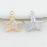 14K Brass Zircon Starfish Charms Pendants Jewelry Making Supplies