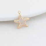 14K Brass Zircon Starfish Charms Pendants Jewelry Making Supplies