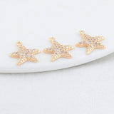 14K Brass Zircon Starfish Charms Pendants Jewelry Making Supplies
