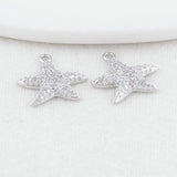 14K Brass Zircon Starfish Charms Pendants Jewelry Making Supplies