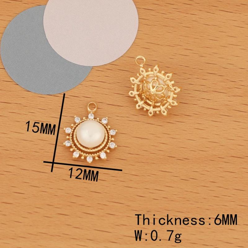 4Pcs Pearl CZ Charms Genuine Plating Pendant Earrings Findings