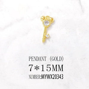 Brass Zircon Key Charms Pendants Necklace Bracelet Earring DIY Jewelry