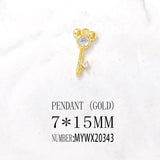 Brass Zircon Key Charms Pendants Necklace Bracelet Earring DIY Jewelry