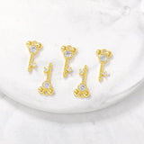 Brass Zircon Key Charms Pendants Necklace Bracelet Earring DIY Jewelry