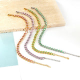 ASON Pink/Green Oil Drip Chains Bracelet Adjustable Link Chain Women Gift