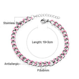 ASON Pink/Green Oil Drip Chains Bracelet Adjustable Link Chain Women Gift