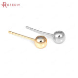 10PCS 24K Brass Round Rubber Stud Earrings DIY Jewelry Making